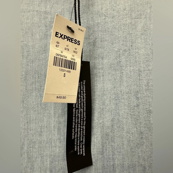 Express Chambray Bell Sleeve Tie Back Top New With Tags Size Small - Picture 3 of 5